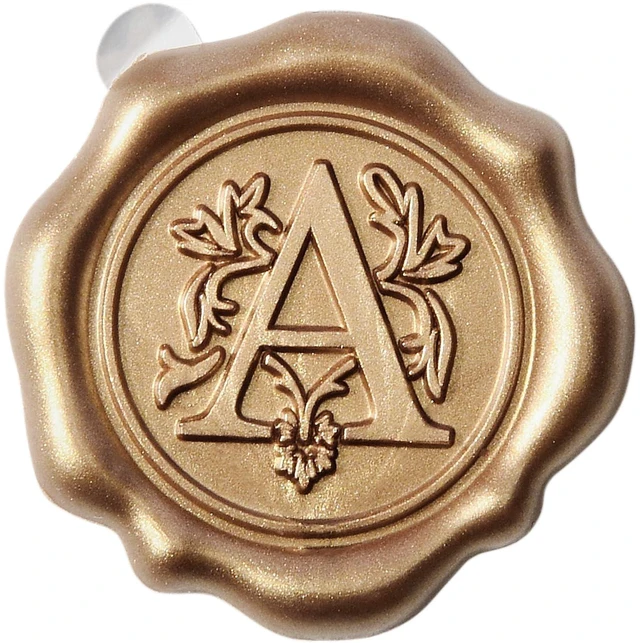 Main image of Antique Gold Initial Alphabet Adhesive Wax Seal Stickers, Letter A,50-Pack | Letter Wax Seals for Thanksgiving Card, Gift Wrap, Wedding / Engagement Party Invitation, Self-Adhesive, No Wax Gun Needed