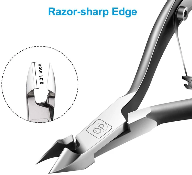 Alt view image 2 of 6 - Cuticle Trimmer 3/4 Jaw Extremely Sharp Cuticle Nippers Scissors Stainless Steel Clippers Cutter Remover Pedicure Manicure Nail Tool, X7, Space Gray