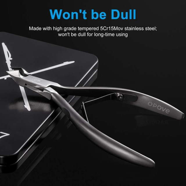 Alt view image 3 of 6 - Cuticle Trimmer 3/4 Jaw Extremely Sharp Cuticle Nippers Scissors Stainless Steel Clippers Cutter Remover Pedicure Manicure Nail Tool, X7, Space Gray