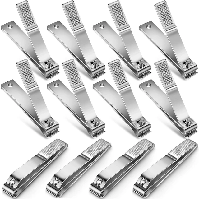 Main image of 6 Pcs Large Toenail Clippers Straight Edge Cutters, Silver | Stainless Steel Nail Clippers for Men Women, Sharp Straight Blade, Professional Toe Care, Durable Heavy Duty Cutters