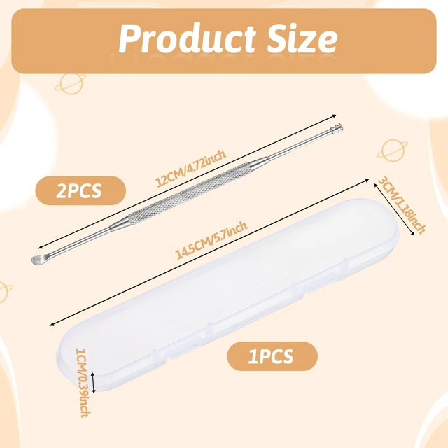 Alt view image 2 of 7 - 2 Pack Steel Ear Pick Ear Spoon Earwax Remover Spoon Ear Cleaner Ear Scraper Scratcher Stainless Steel Ear Cleaning Tool with Storage Box