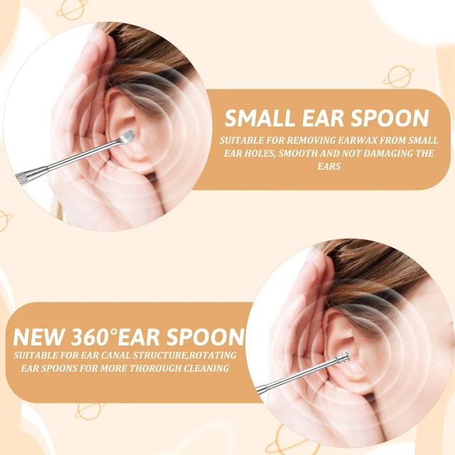 Alt view image 3 of 7 - 2 Pack Steel Ear Pick Ear Spoon Earwax Remover Spoon Ear Cleaner Ear Scraper Scratcher Stainless Steel Ear Cleaning Tool with Storage Box