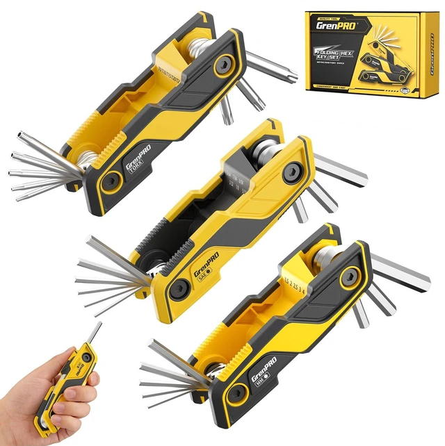 Main image of 3 Pack Folding Allen Wrenches Set Metric&SAE Hex Key Torx Star Tool | 25PC Allen Key Set CR-V Steel, Compact Portable Design For Bike Assembly & Repair Multifunctional Tools