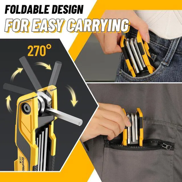 Alt view image 5 of 7 - 3 Pack Folding Allen Wrenches Set Metric&SAE Hex Key Torx Star Tool | 25PC Allen Key Set CR-V Steel, Compact Portable Design For Bike Assembly & Repair Multifunctional Tools