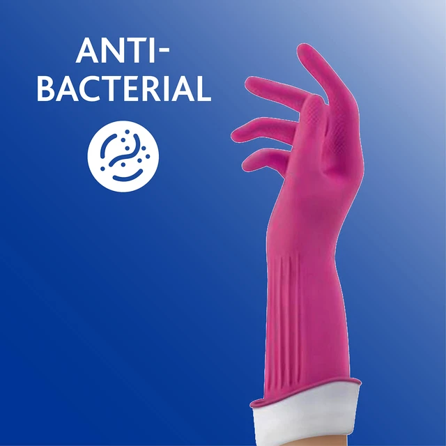 Alt view image 4 of 5 - Living Reusable Rubber Cleaning Gloves Durable Household Gloves, Large, (Pack of 3)