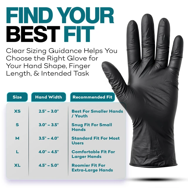 Alt view image 7 of 7 - Disposable Black Nitrile Gloves Large 50 Count - Extra Thick 4.5 Mil - Powder and Latex Free Rubber Gloves - Surgical Medical Exam Gloves - Food Safe Cooking Gloves