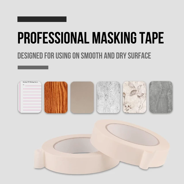 Alt view image 2 of 7 - Masking Tape 1 inch, 4 Pack General Purpose Beige White Masking Tape, 1 inch x 55 Yards x 4 Rolls (220 Total Yards)