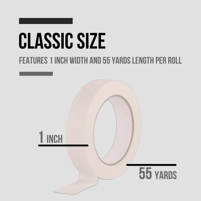Alt view image 4 of 7 - Masking Tape 1 inch, 4 Pack General Purpose Beige White Masking Tape, 1 inch x 55 Yards x 4 Rolls (220 Total Yards)