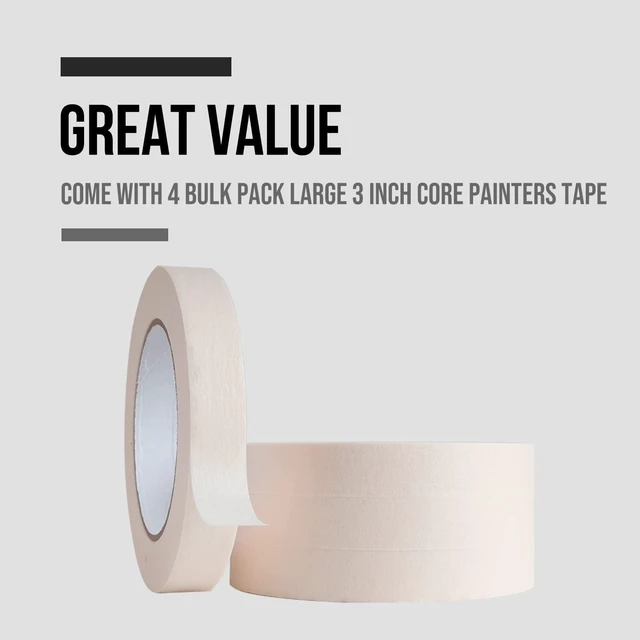 Alt view image 6 of 7 - Masking Tape 1 inch, 4 Pack General Purpose Beige White Masking Tape, 1 inch x 55 Yards x 4 Rolls (220 Total Yards)