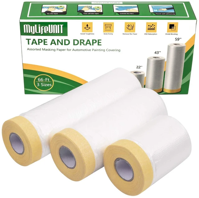 Alt view image 2 of 6 - Tape and Drape, Assorted Masking Paper for Automotive Painting Covering (66-Feet, 3 Sizes)