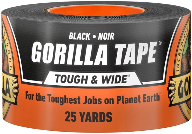 Main image of Tough & Wide Heavy Duty Duct Tape, Black, 2.88" x 25 yd, 1-Pack | Weather Resistant, Indoor & Outdoor Use, Double-Thick Adhesive, Reinforced Backing, Hand-Tearable