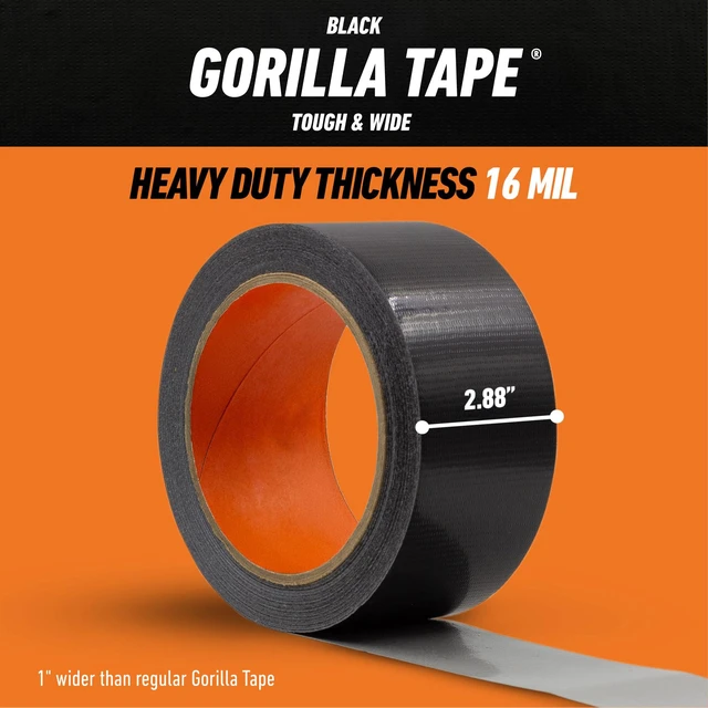 Alt view image 7 of 7 - Tough & Wide Heavy Duty Duct Tape, Black, 2.88" x 25 yd, 1-Pack | Weather Resistant, Indoor & Outdoor Use, Double-Thick Adhesive, Reinforced Backing, Hand-Tearable