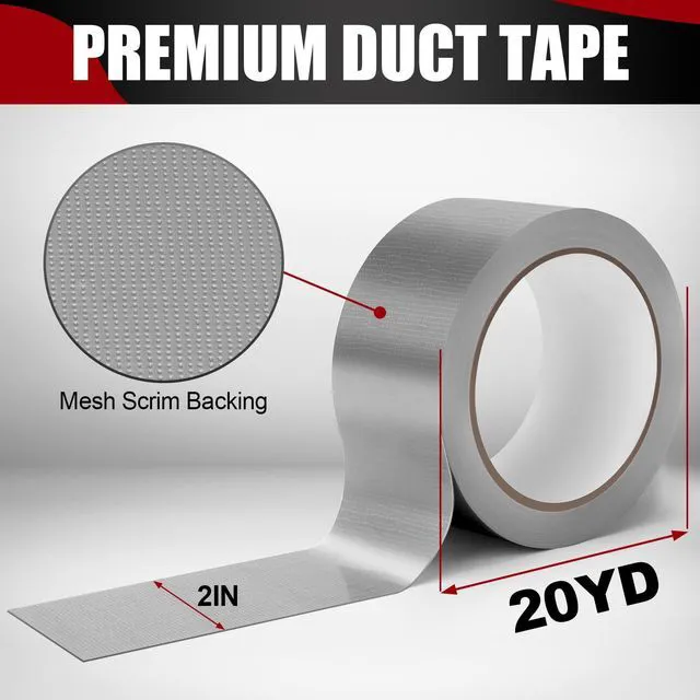 Alt view image 2 of 7 - 2 Pack Heavy Duty Duct Tape, 2 Inch x 40 Yards Total | Waterproof Strong Adhesive Tape for Indoor & Outdoor, No Residue Duct Tape for Repairs, Patching, Sealing