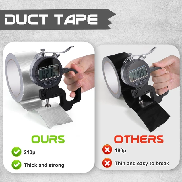 Alt view image 4 of 7 - 3 Pack Silver Duct Tape 2IN x 60Yd Total Heavy Duty Waterproof Tape | 9Mil All Weather Hand Tearable Duct Tape for Indoor Outdoor Emergency Repairs Duct Sealing Wire Bundling Fixation DIY