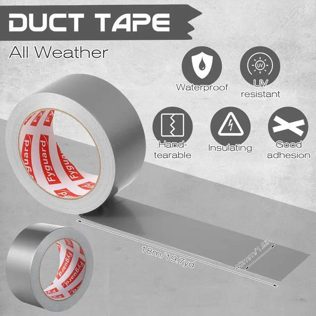 Alt view image 2 of 7 - 3 Pack Silver Duct Tape 2IN x 60Yd Total Heavy Duty Waterproof Tape | 9Mil All Weather Hand Tearable Duct Tape for Indoor Outdoor Emergency Repairs Duct Sealing Wire Bundling Fixation DIY
