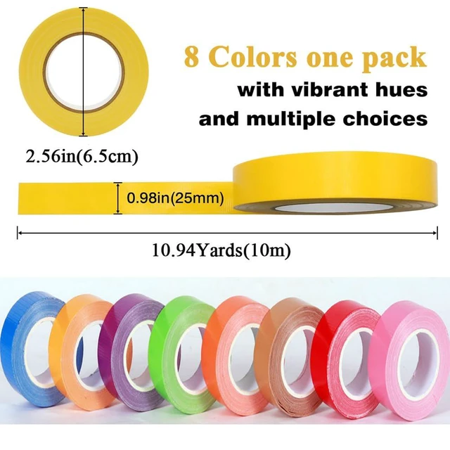Alt view image 3 of 6 - 8 Pack Rainbow Colored Duct Tape 1 Inch x 11 Yards, Heavy Duty Duct Tape Colors, No Residue, Tear by Hand, Waterproof, Great for DIY, Packing, Marking and Arts & Crafts