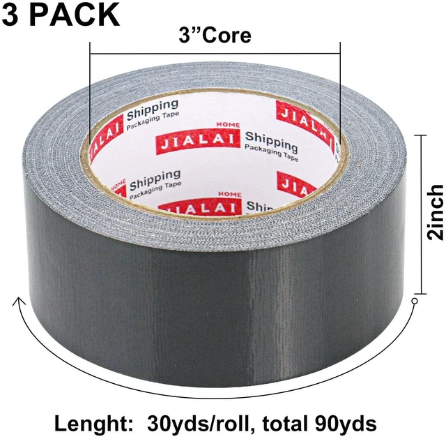 Alt view image 3 of 7 - Heavy Duty Duct Tape, Black Tape 2 Inches x 30 Yards 3-Pack, 8.27 mil, Strong, Flexible, No Residue, All-Weather and Tear by Hand - for Repairs, Industrial, Professional Use