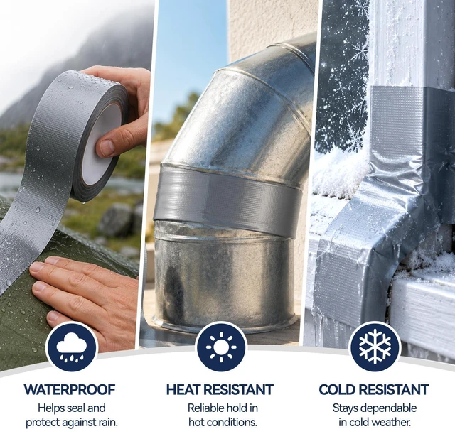 Alt view image 4 of 7 - Duct Tape Heavy Duty, 5 Pack Silver Heavy Duty Tape 2In x 30 Yards | Waterproof Tape for Indoor Outdoor Repairs, Strong Adhesive, Tear by Hand, 150 Yards Total