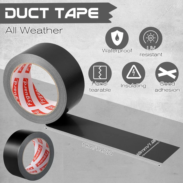 Alt view image 2 of 7 - 3 Pack Black Duct Tape 2IN x 60Yd Total Heavy Duty Waterproof Tape, 9Mil | All Weather Hand Tearable Duct Tape for Indoor Outdoor Emergency Repairs Duct Sealing Wire Bundling Fixation DIY