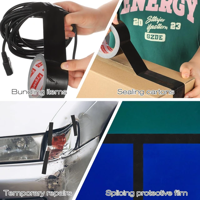 Alt view image 7 of 7 - 3 Pack Black Duct Tape 2IN x 60Yd Total Heavy Duty Waterproof Tape, 9Mil | All Weather Hand Tearable Duct Tape for Indoor Outdoor Emergency Repairs Duct Sealing Wire Bundling Fixation DIY