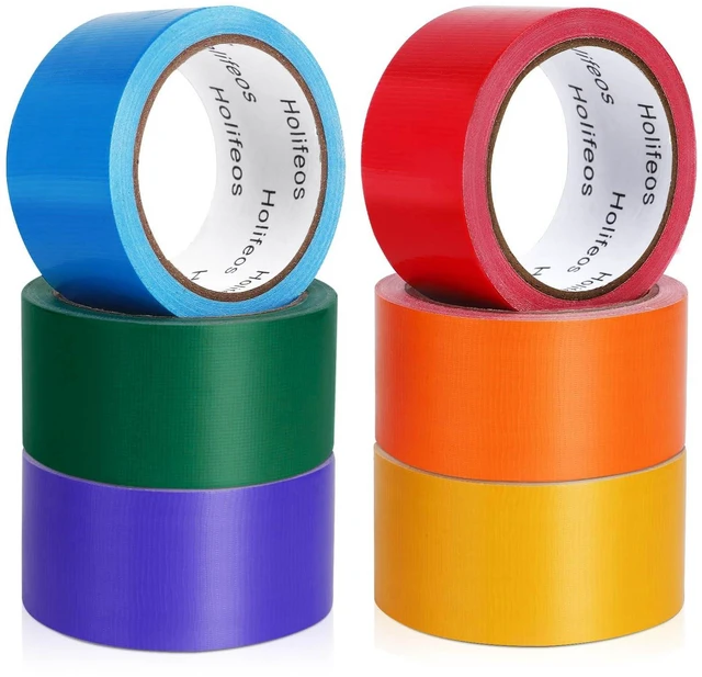 Main image of Rainbow Colored Duct Tape 6-Pack, 15 Yards x 2 Inch Heavy Duty Waterproof, No Residue, Tear by Hand, for DIY Crafts, Packaging, Color Coding