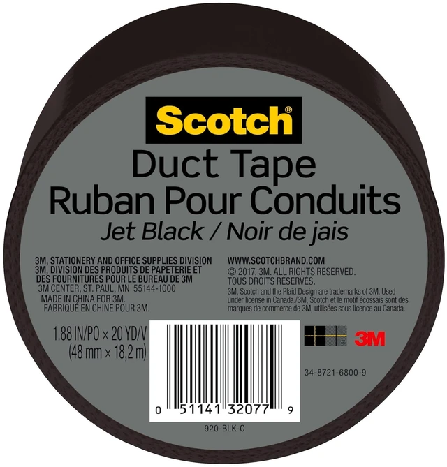 Main image of Duct Tape, 1.88 in x 20 yd, Jet Black, 1 Roll (920-BLK-C)