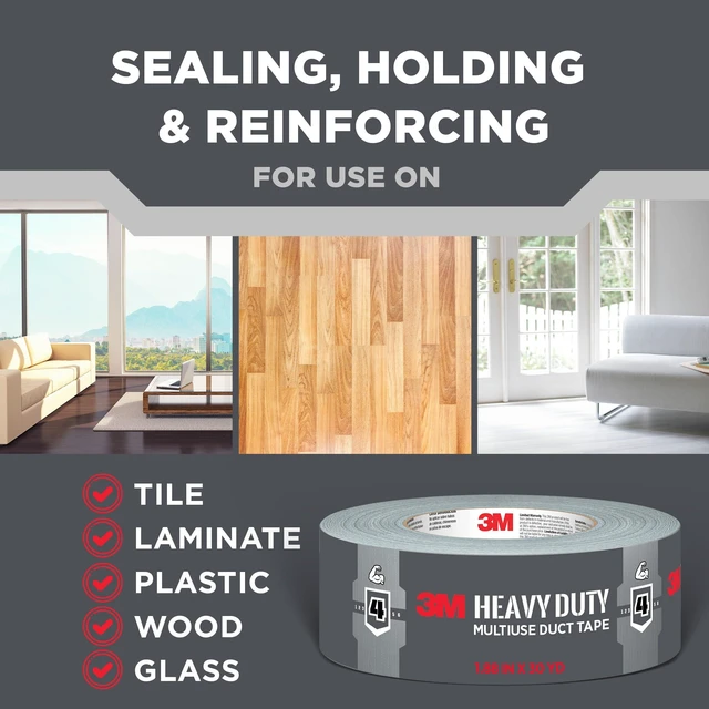 Alt view image 5 of 7 - Heavy Duty Duct Tape White, 1.88 in x 20 yd, 1 Roll, 2120-WH | Temporary Solutions for Sealing, Holding, and Reinforcing, Tear by Hand Vertically and Horizontally, Staple for Every Toolbox