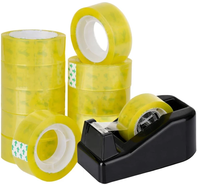Main image of Desktop Tape Dispenser with 12 Rolls Transparent Tapes for Gift Wrapping for Packaging in Office School Home and Business