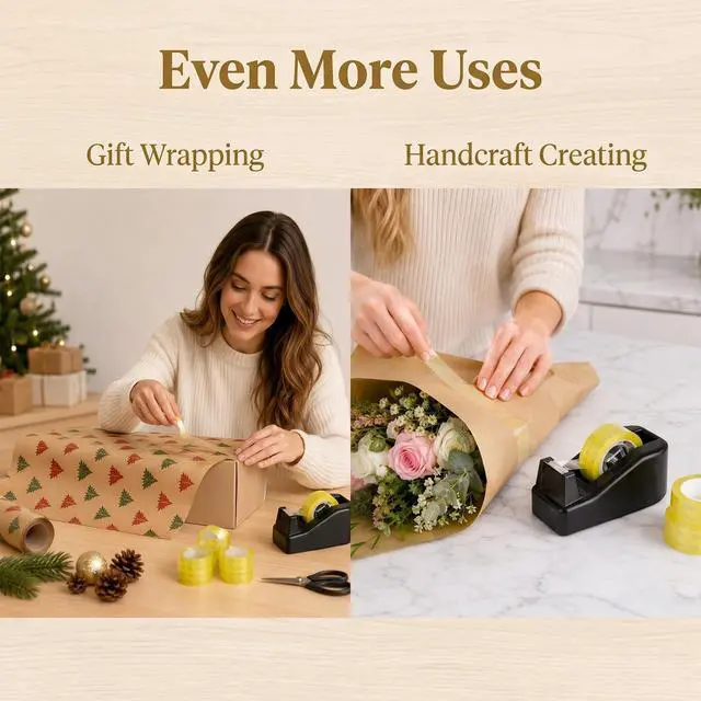 Alt view image 3 of 7 - Desktop Tape Dispenser with 12 Rolls Transparent Tapes for Gift Wrapping for Packaging in Office School Home and Business