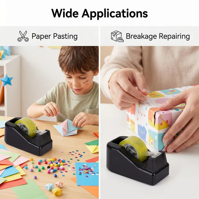Alt view image 4 of 7 - Desktop Tape Dispenser with 12 Rolls Transparent Tapes for Gift Wrapping for Packaging in Office School Home and Business