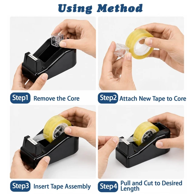 Alt view image 5 of 7 - Desktop Tape Dispenser with 12 Rolls Transparent Tapes for Gift Wrapping for Packaging in Office School Home and Business