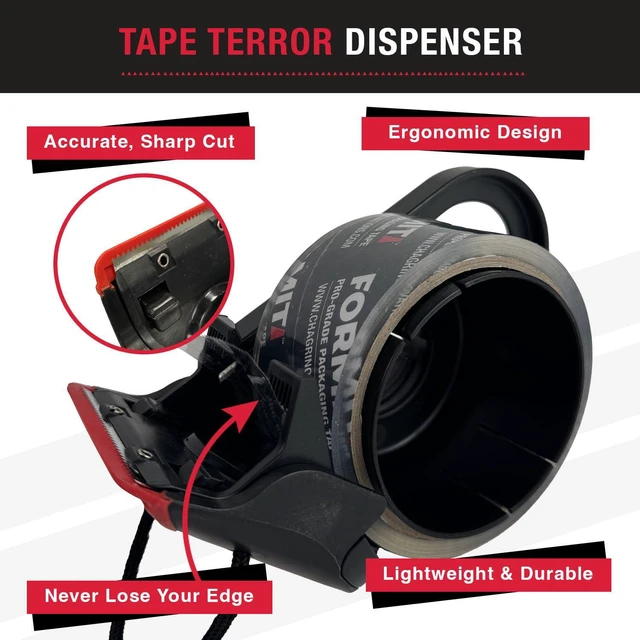 Alt view image 2 of 6 - Packing Tape Dispenser - 1-Count, Refillable | Heavy Duty Shipping Tape Dispenser for Boxes, Fits Standard Bulk Tapes Up to 2" Wide, Ideal for Moving & Shipping