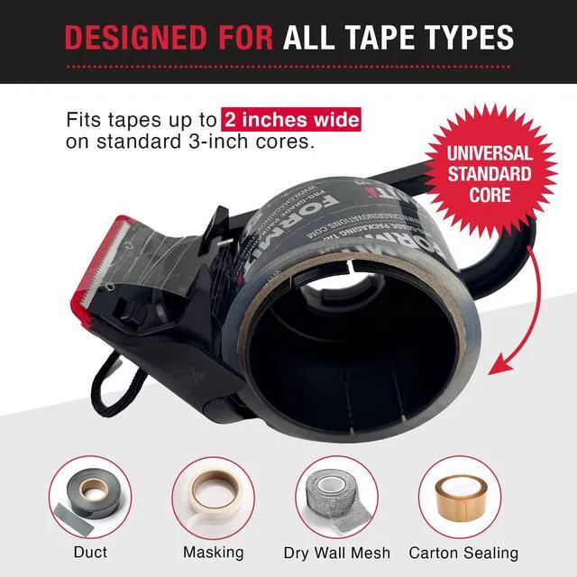 Alt view image 3 of 6 - Packing Tape Dispenser - 1-Count, Refillable | Heavy Duty Shipping Tape Dispenser for Boxes, Fits Standard Bulk Tapes Up to 2" Wide, Ideal for Moving & Shipping