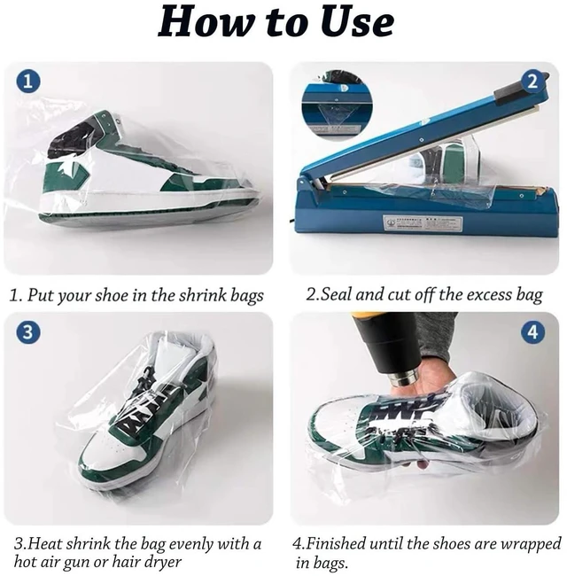 Alt view image 5 of 7 - Shoe Shrink Wrap Bags 11x18 Inches 100 Pcs | PVC Heat Shrink Wrap for Sneaker