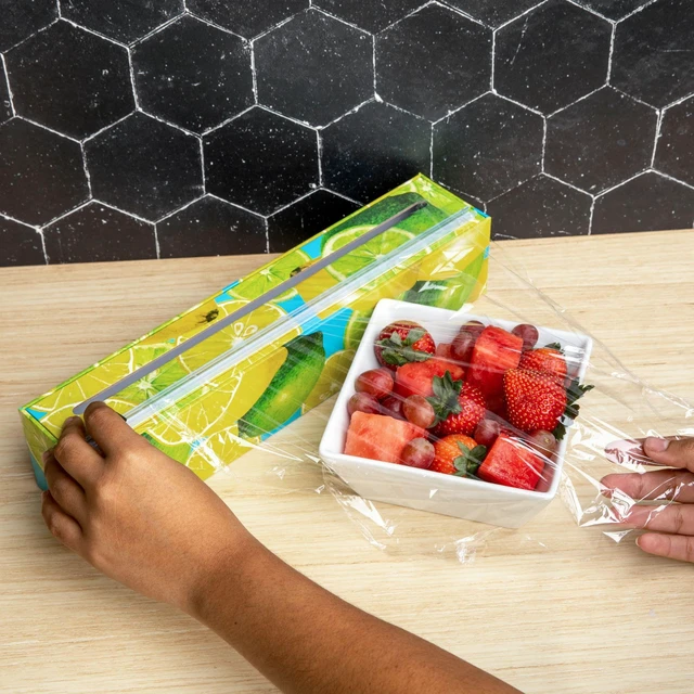 Alt view image 4 of 7 - Plastic Wrap Organizer - 12" x 250' Roll Cling Film Dispenser - Aluminum Foil Dispenser - Reusable Slide Cutter