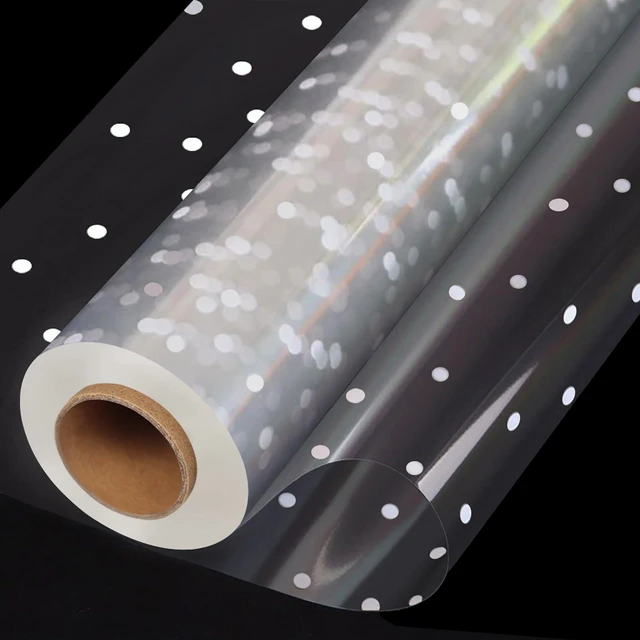 Main image of 100 ftx34 in Extra Wide Clear Cellophane Wrap Roll with Irregular White Dot, Transparent Thicker Cellophane Roll, Gift Baskets Wrap Cellophane Film for Treats, Gifts, Holiday, Christmas Wrapping