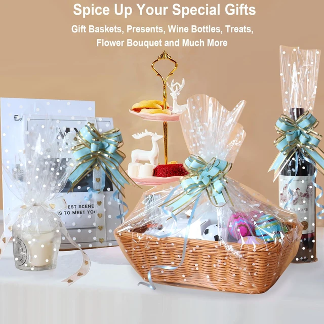 Alt view image 6 of 6 - 100 ftx34 in Extra Wide Clear Cellophane Wrap Roll with Irregular White Dot, Transparent Thicker Cellophane Roll, Gift Baskets Wrap Cellophane Film for Treats, Gifts, Holiday, Christmas Wrapping