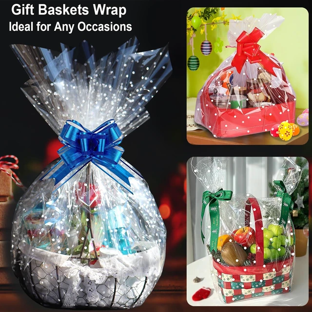 Alt view image 5 of 6 - 100 ftx34 in Extra Wide Clear Cellophane Wrap Roll with Irregular White Dot, Transparent Thicker Cellophane Roll, Gift Baskets Wrap Cellophane Film for Treats, Gifts, Holiday, Christmas Wrapping