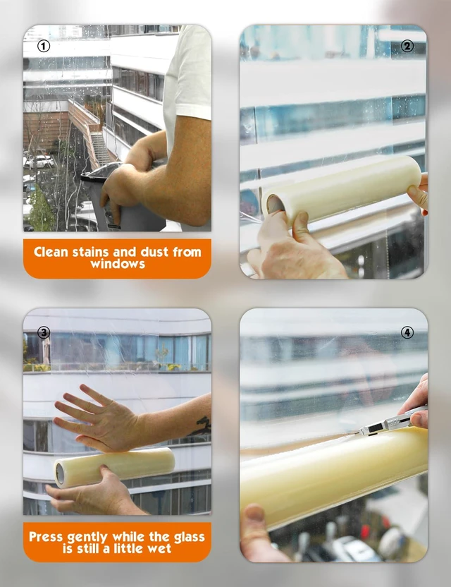 Alt view image 5 of 7 - 2Mil Self Adhesive Clear Protective Glass Film 11 inch x 100 ft | No Mess Temporary Surface Waterproof Dustproof Residue Free Covering Film Glass Windows Car Floor Tiles