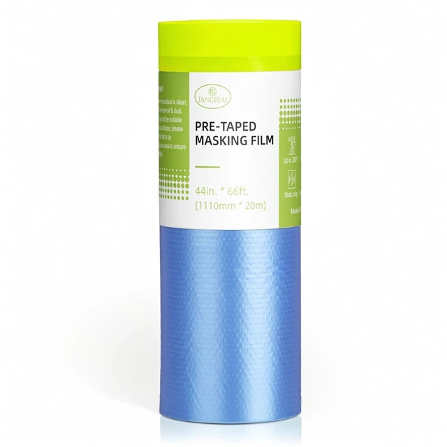 Main image of Pre-Taped Masking Film for Painting - 44" x 66' Painters Plastic Sheeting with Automotive Paint Tape and Drape for Covering Cars, Walls, Windows and Furniture Protection (1 Roll)