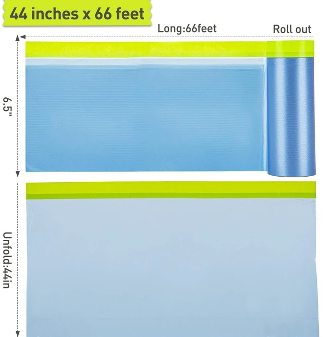 Alt view image 2 of 7 - Pre-Taped Masking Film for Painting - 44" x 66' Painters Plastic Sheeting with Automotive Paint Tape and Drape for Covering Cars, Walls, Windows and Furniture Protection (1 Roll)