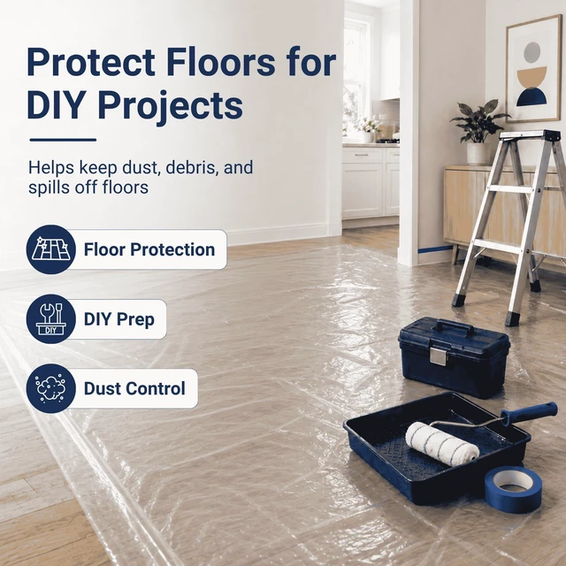 Alt view image 7 of 7 - Clear Plastic Drop Cloth for Painting, 9 x 12 Ft | 1 Mil