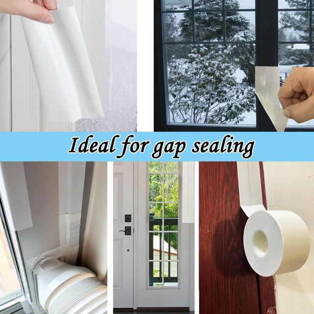 Alt view image 3 of 6 - Window Weather Sealing Tape, White Window Draft Isolation Film Tape, Waterproof AC Insulation Air Conditioner Sealing Tape to Keep Out Cold Air, Dust, Rain, 2IN X 99FT, No Residue