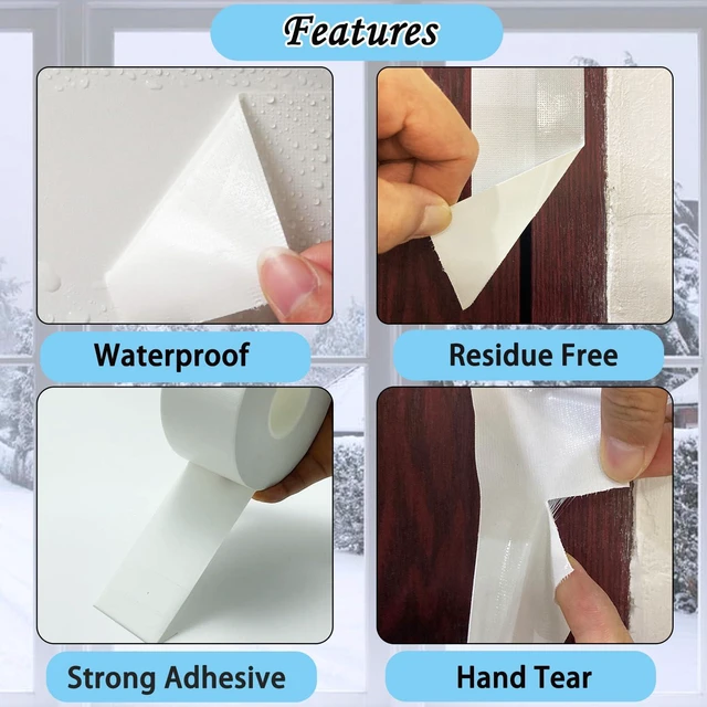 Alt view image 4 of 6 - Window Weather Sealing Tape, White Window Draft Isolation Film Tape, Waterproof AC Insulation Air Conditioner Sealing Tape to Keep Out Cold Air, Dust, Rain, 2IN X 99FT, No Residue