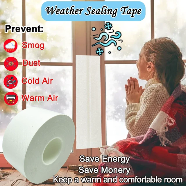 Alt view image 5 of 6 - Window Weather Sealing Tape, White Window Draft Isolation Film Tape, Waterproof AC Insulation Air Conditioner Sealing Tape to Keep Out Cold Air, Dust, Rain, 2IN X 99FT, No Residue