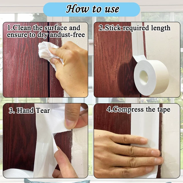 Alt view image 6 of 6 - Window Weather Sealing Tape, White Window Draft Isolation Film Tape, Waterproof AC Insulation Air Conditioner Sealing Tape to Keep Out Cold Air, Dust, Rain, 2IN X 99FT, No Residue