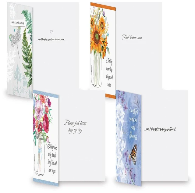Alt view image 7 of 7 - Get Well Greeting Card Set | Caring, 20 Count, 10 Designs, 5" x 7" Folded, Envelopes Included, Holiday, Value Pack