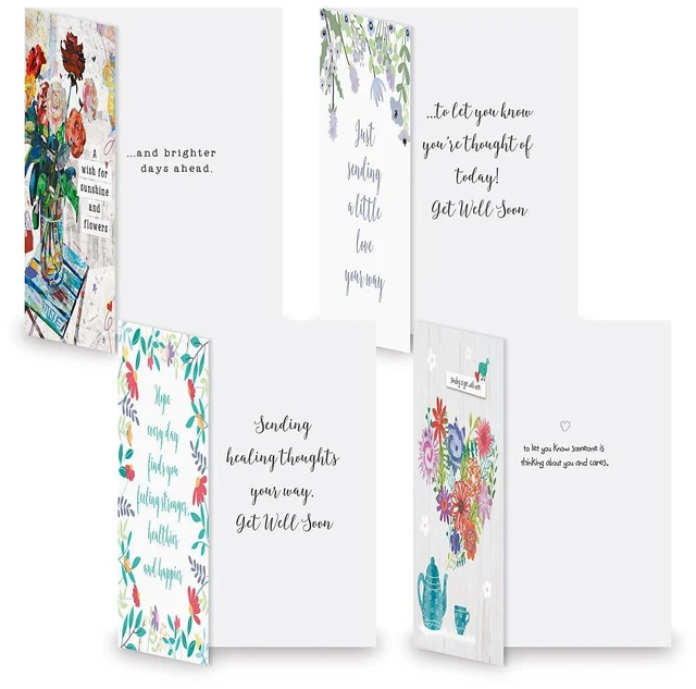 Alt view image 6 of 7 - Get Well Greeting Card Set | Caring, 20 Count, 10 Designs, 5" x 7" Folded, Envelopes Included, Holiday, Value Pack