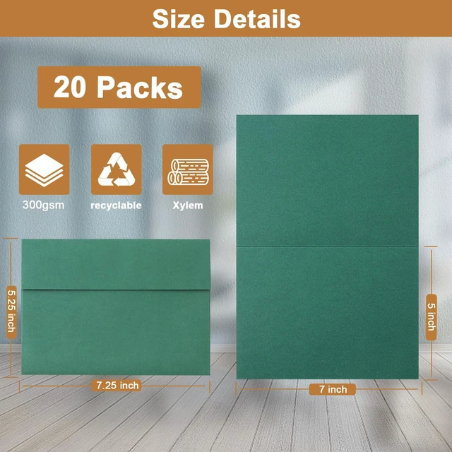 Alt view image 2 of 7 - 20 Packs 10 Assorted Colors Blank Cards and Envelopes 5 x 7 | Heavyweight Folded Colored Cardstock and A7 Envelopes Self Seal for Invitations, Wedding, DIY Greeting Cards