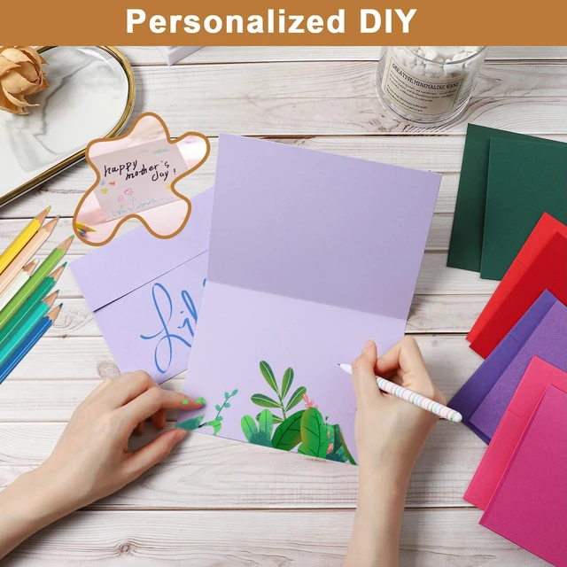 Alt view image 4 of 7 - 20 Packs 10 Assorted Colors Blank Cards and Envelopes 5 x 7 | Heavyweight Folded Colored Cardstock and A7 Envelopes Self Seal for Invitations, Wedding, DIY Greeting Cards